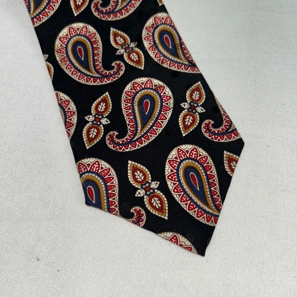 Villa Bugatti Black Paisley Italian Silk Necktie Luxury Designer Classic - Picture 2 of 8